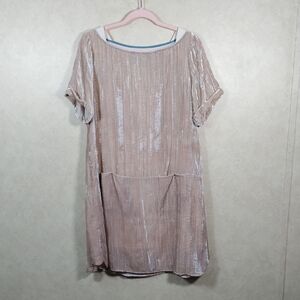 01108 Floreat for Anthropologie light tan crushed velvet dress M